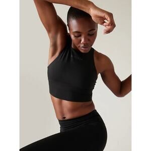 Athleta M ABC cup black Conscious Crop logo sport bra tank top sleeveless gym